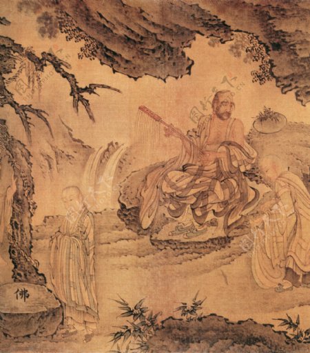 佛教人国画图片