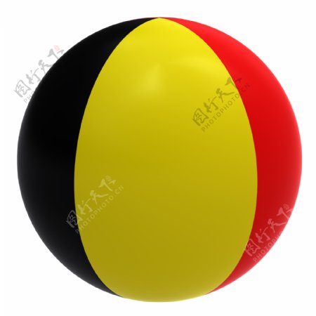 比利时国旗在球上白色隔离