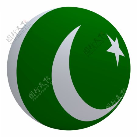 巴基斯坦国旗上的球孤立在白色