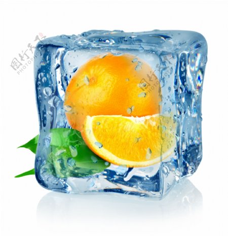 冰块里的橙子图片