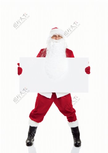 手拿广告牌的圣诞老人图片
