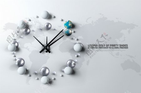 球体装饰的钟创意设计PSD分层素材