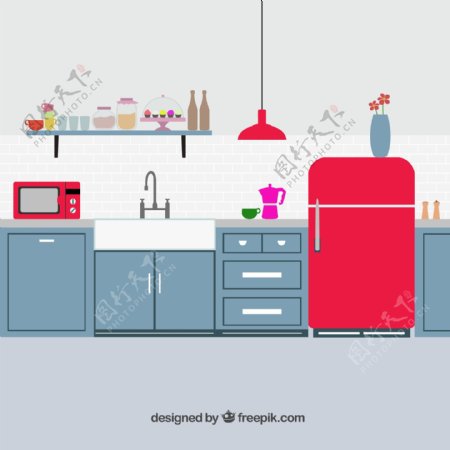 整洁厨房设计矢量素材