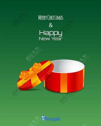 空圆形彩盒字母圣诞快乐和新年快乐