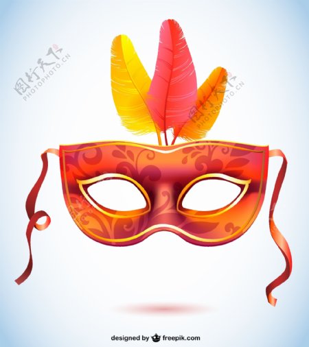 橙色和红色的狂欢节面具