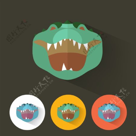 扁平风格鳄鱼插图图标