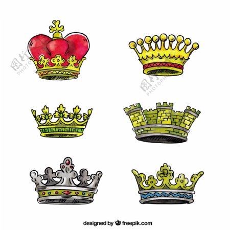各种手绘的皇冠矢量设计素材