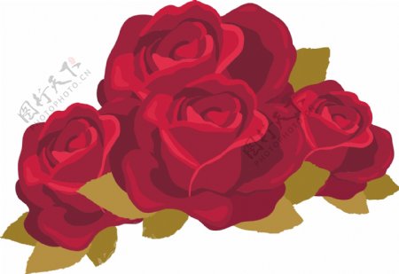 红色矢量卡通玫瑰花装饰图案促销元素设计
