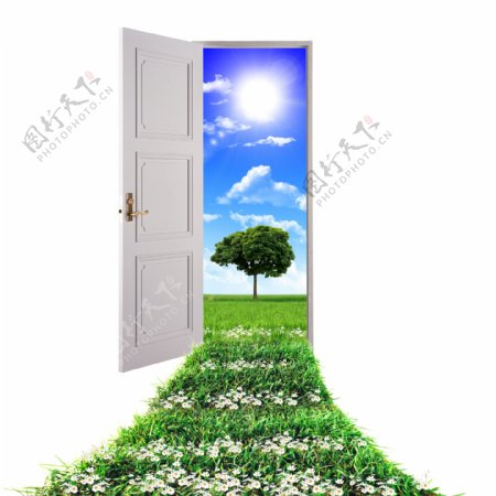 门与自然风景图片