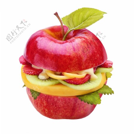 苹果中间的水果图片