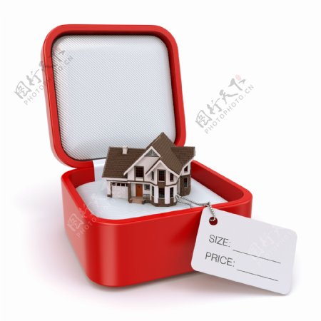 红色盒子里的房子模型图片