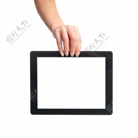女性的手与平板电脑图片