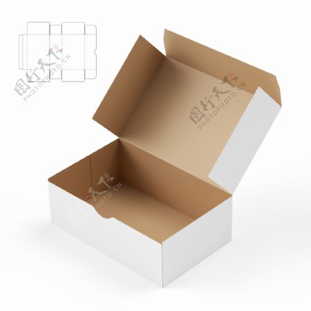 纸盒展开平面图与立体效果图
