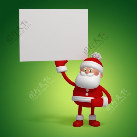 拿着广告牌的圣诞老人图片