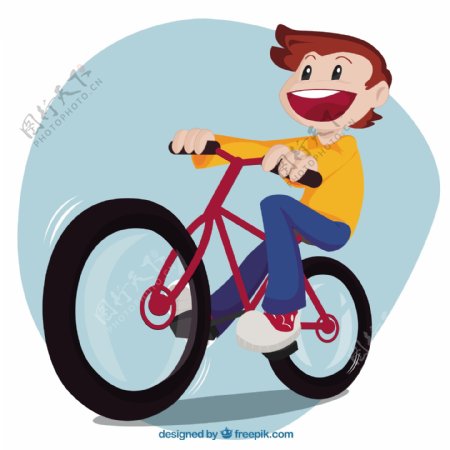 小孩骑自行车