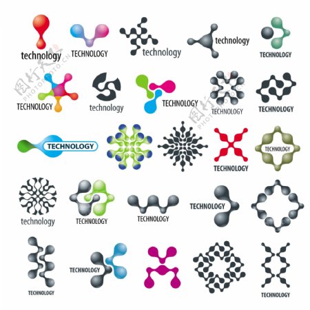 彩色科技分子标志图片