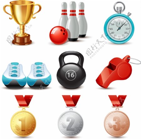 体育器材和奖杯奖牌