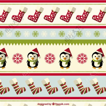 与penguings袜子圣诞模式