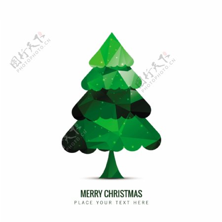 绿色多边形圣诞树