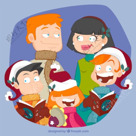 卡通圣诞家庭