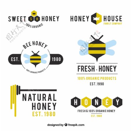 在平面设计的蜂蜜现代标志