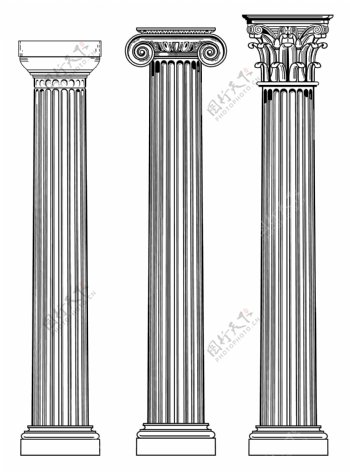 欧式柱子建筑花纹素材设计