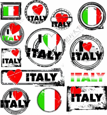 我爱意大利标志矢量素材