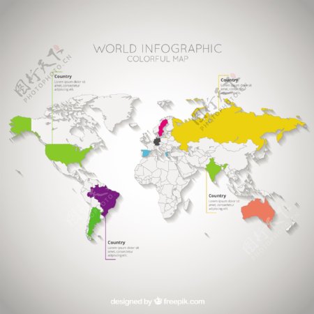 多彩的世界地图图表