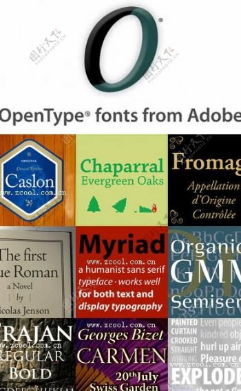 13套adobe公司出品的OpenType字体正规字体