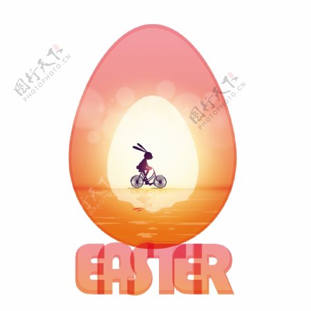 骑自行车的兔子可爱的复活节背景