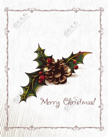 圣诞节插画矢量与丝带和冬青浆果