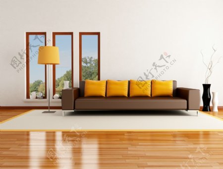 黄色沙发客厅效果图图片