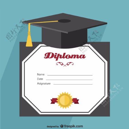 毕业帽和证书