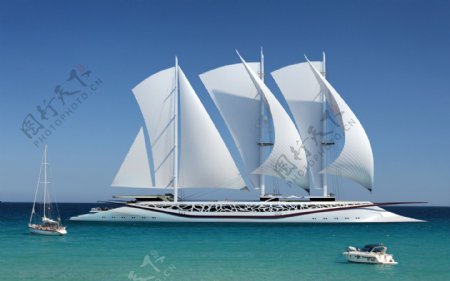 海上现代帆船图片