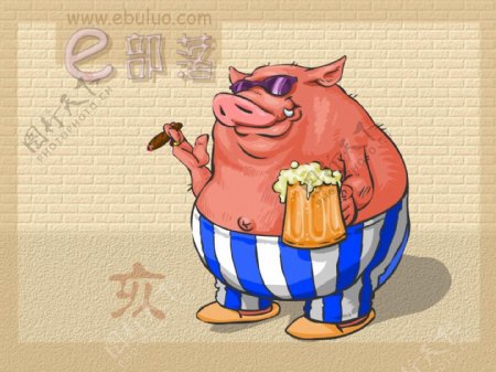 猪动物插画十二生肖