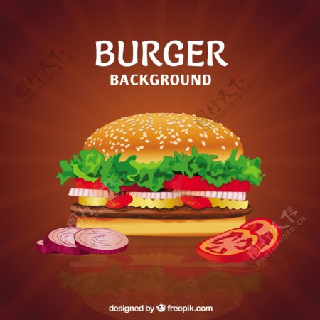 美味写实风格汉堡插图背景