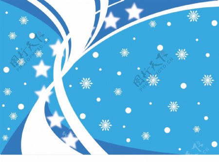 自由蓝冬背景矢量与Snowflake