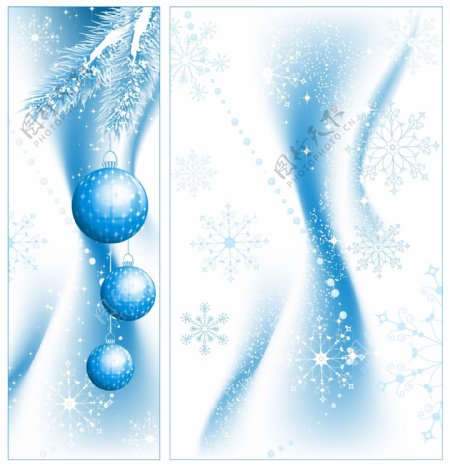 蓝色装饰与雪花的圣诞设计