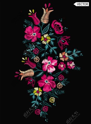 彩色刺绣花卉图片