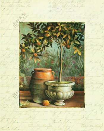 植物油画背景素材图片
