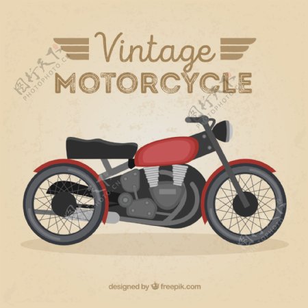 老式摩托车矢量素材