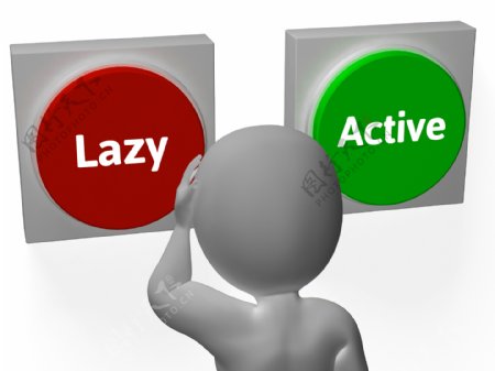 懒惰的活动按钮显示昏睡或努力