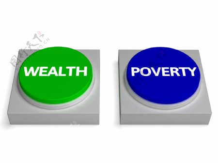 贫富的按钮显示富有或身无分文