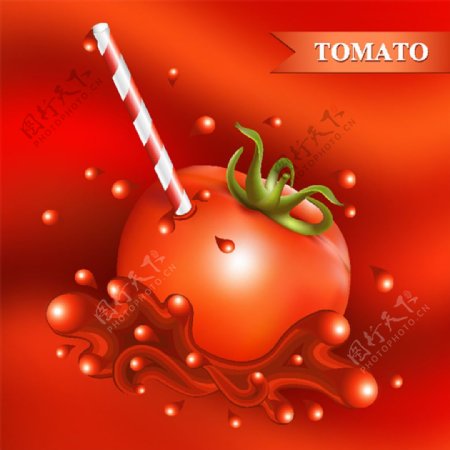 西红柿果汁海报背景设计