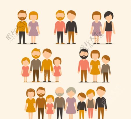 卡通家庭人物设计矢量图