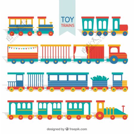 各种卡通玩具火车货车插图