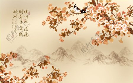 装饰花卉元素背景墙