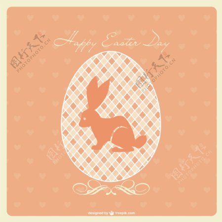 复古快乐的复活节卡片与兔子
