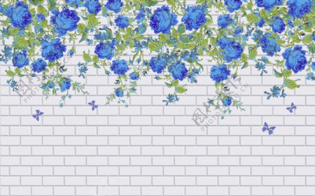 砖墙花卉装饰背景墙