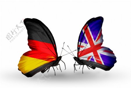 德国蝴蝶国旗与英国蝴蝶国旗
